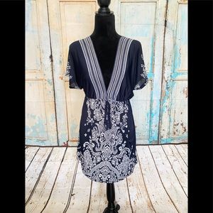 Shasa Women Top Tunic Blouse Dress V-Neck One Size